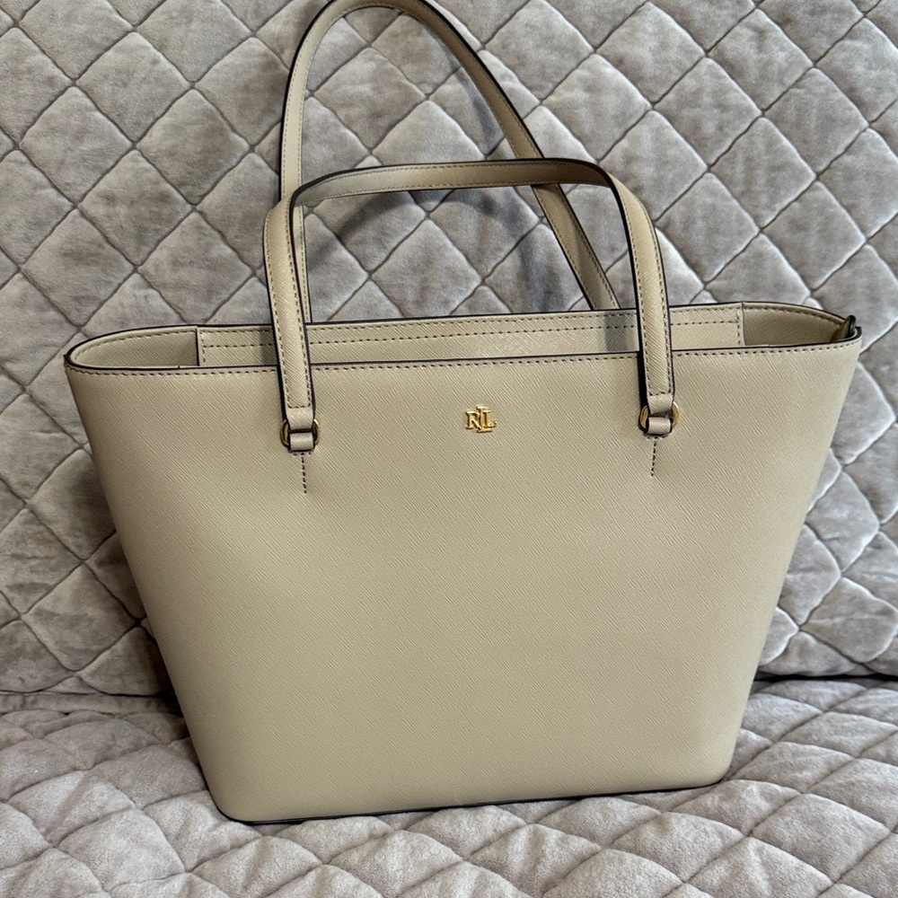 Ralph Lauren Cream Tote Bag with Gold Accents